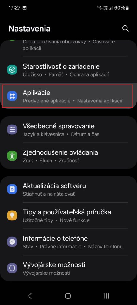 Android, nastavenia mobilného telefónu, aplikácie