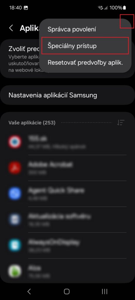 Android, Nastavenia, Aplikácie, Špeciálny prístup