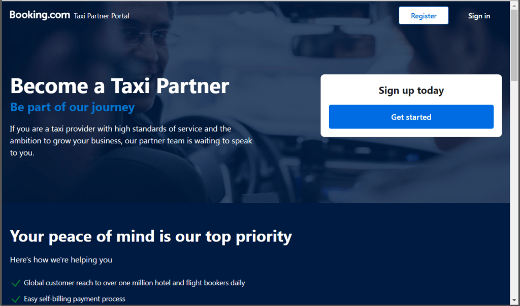 Booking.com je meta-vyhľadávač vhodný pre registráciu taxislužby ako partnera.